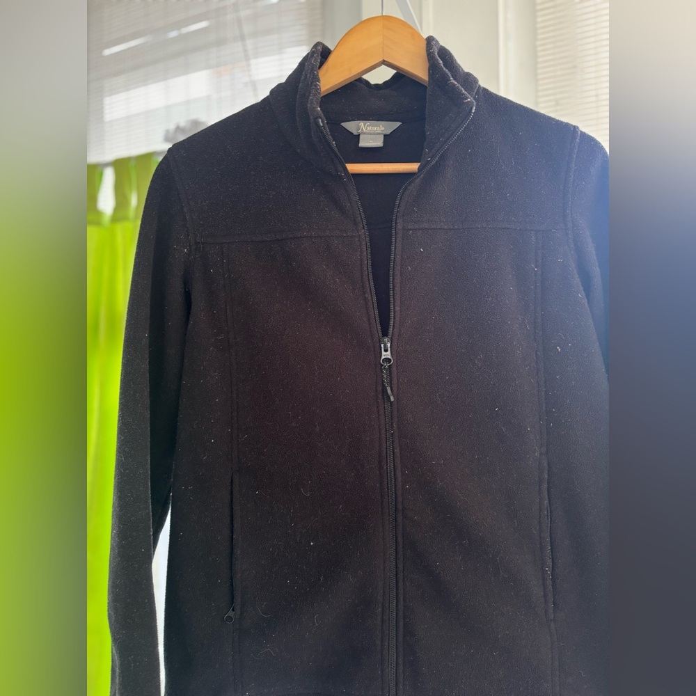 Men's Black Fleece Jacket with Zip Front